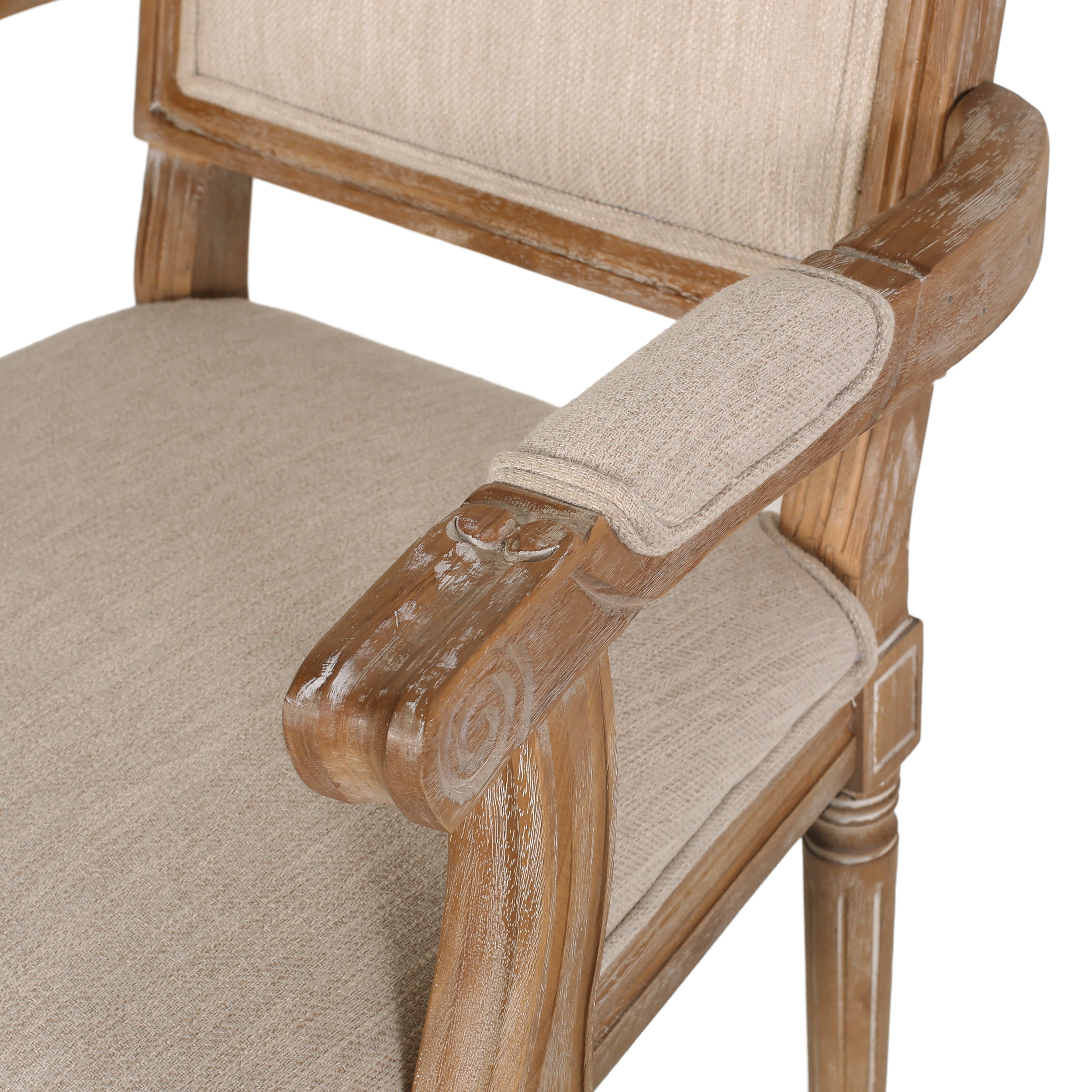 Ashlyn French Country Fabric Upholstered Wood Dining Chairs, Set of 6