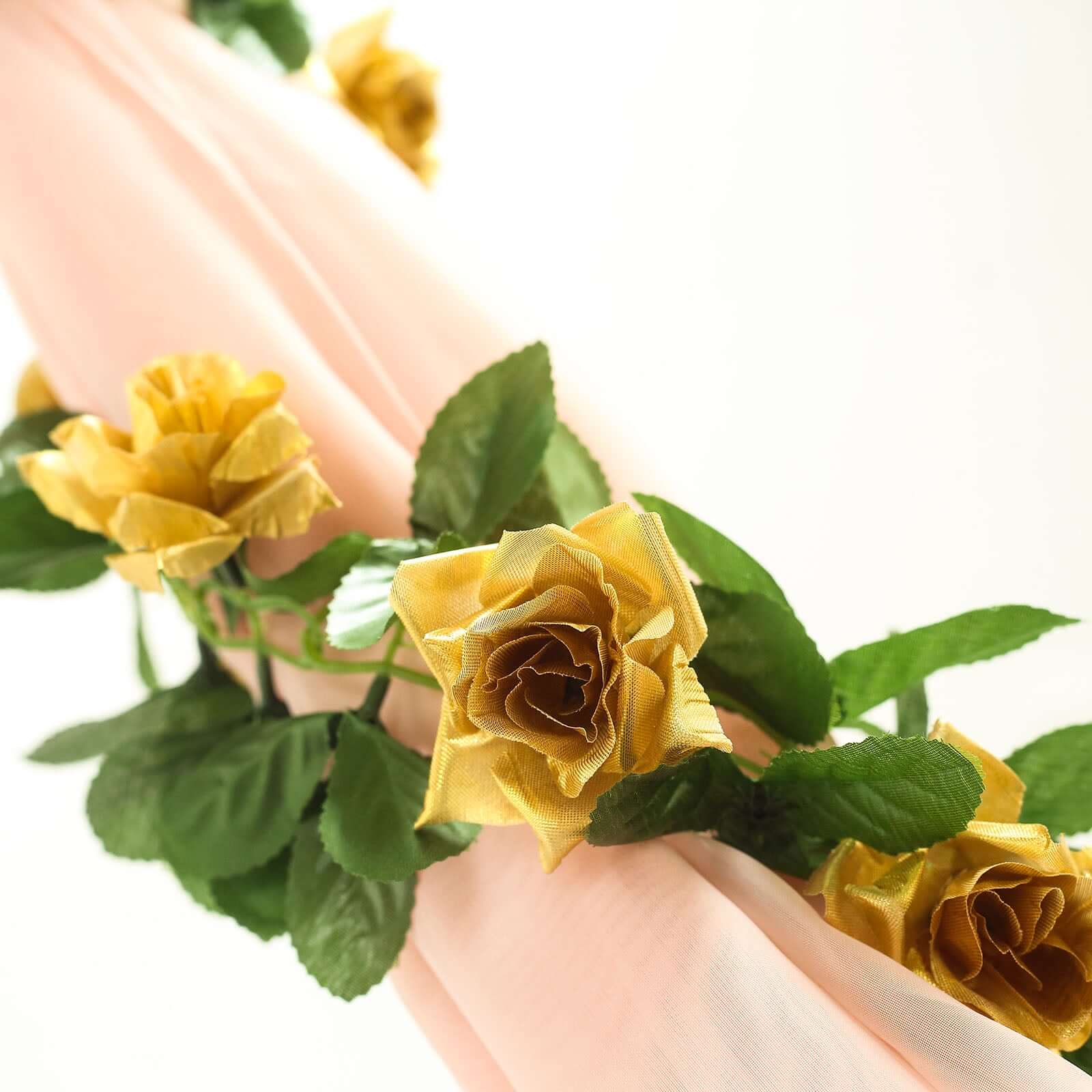 Gold Artificial Silk Rose Garland UV Protected Flower Chain 6ft