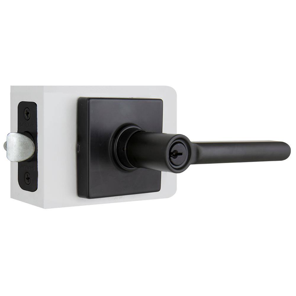 Defiant Tonebridge Matte Black Keyed Entry Door Lever with Square Rose 32LS3X900A