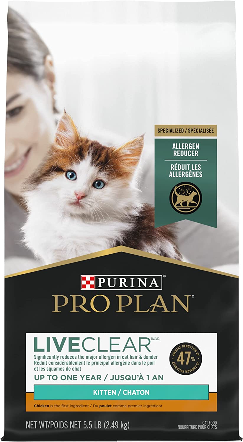 Purina Pro Plan LiveClear with Probiotics Allergen Reducing Kitten Dry Cat Food 5.5 lb. Bag