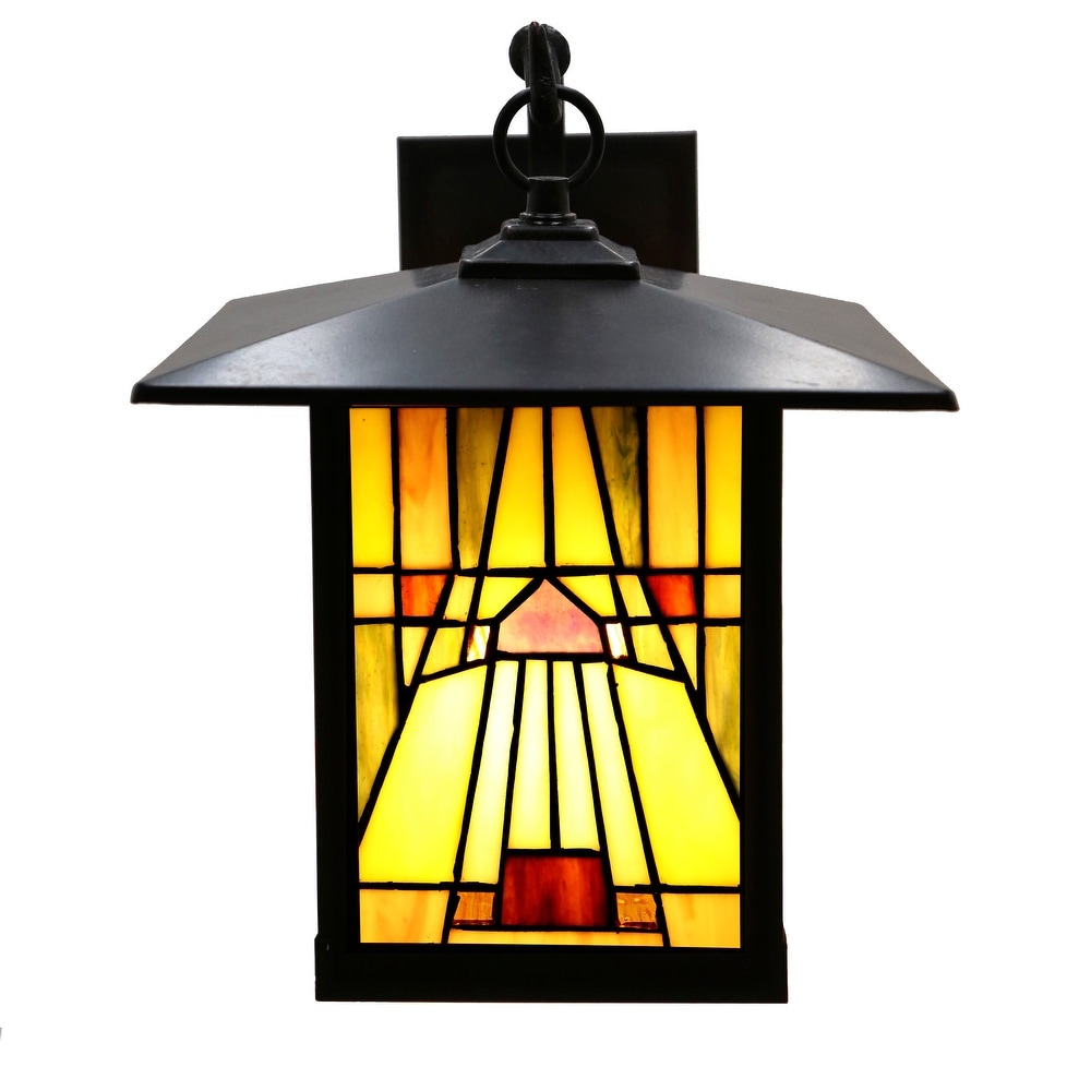 Bawe Red Stained Glass Oil Rubbed Bronze Light Fixture by Havenside Home   9x10.75x11.75