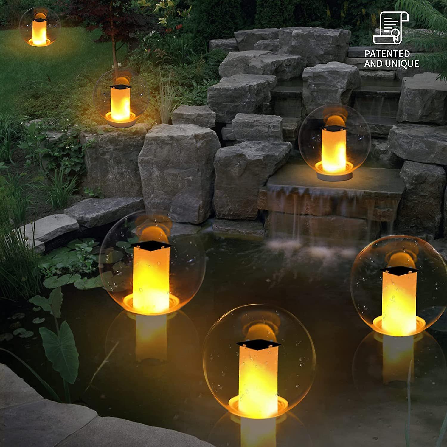 Floating Pool Lights， Solar Flame Lights Flickering Ip68 Waterproof Ball Night Lights， Outdoor Lantern Landscape Decoration Lamp For Pool， Pond， Event