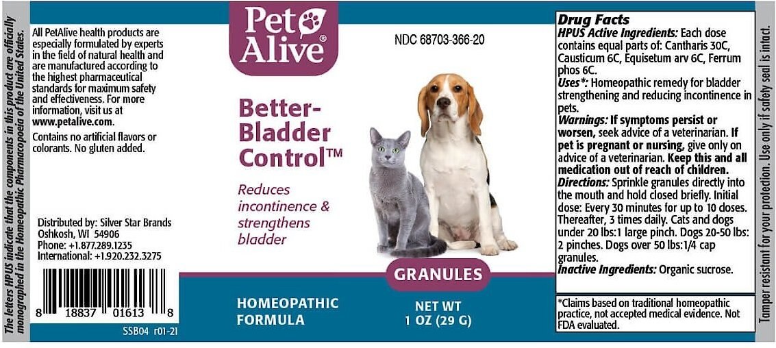 PetAlive Better-Bladder Control Homeopathic Medicine for Incontinence Dogs and Cats， 1-oz jar