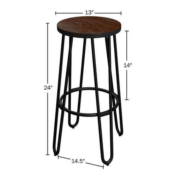 Lavish Home 24-Inch Hairpin Leg Bar Stools， 4-Pack