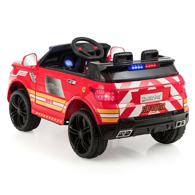 Kids Ride On Police Car 12V Battery Powered Electric Riding Toy Truck Car with LED Siren Flashing Light