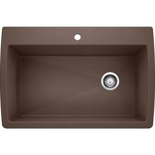 Blanco Diamond Dual-Mount Granite 33.5 in. 5-Hole Single Bowl Kitchen Sink in Cafe Brown 440192-5