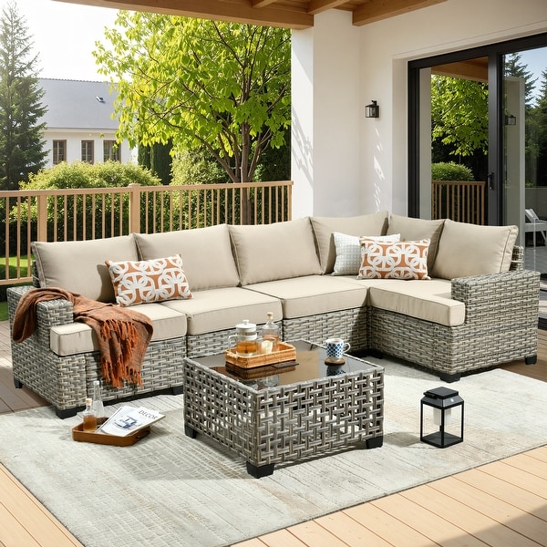 HOOOWOOO 6piece Patio Furniture Conversation Set with Coffee Table