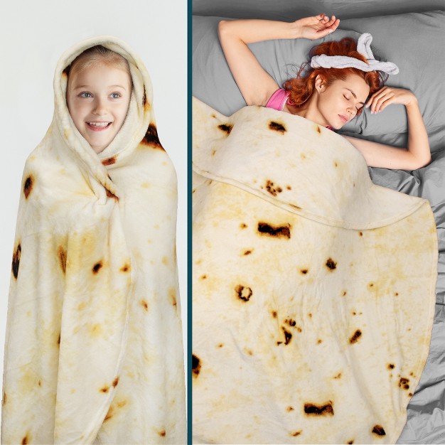 Pavilia Burritos Tortilla Blanket Double Sided Realistic Taco Wrap Adult Size Funny Weird Cool Cute Fun Gag Gifts