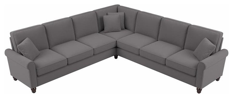 Hudson 111W L Shaped Sectional Couch in Beige Herringbone Fabric   Sectional Sofas   by Homesquare  Houzz