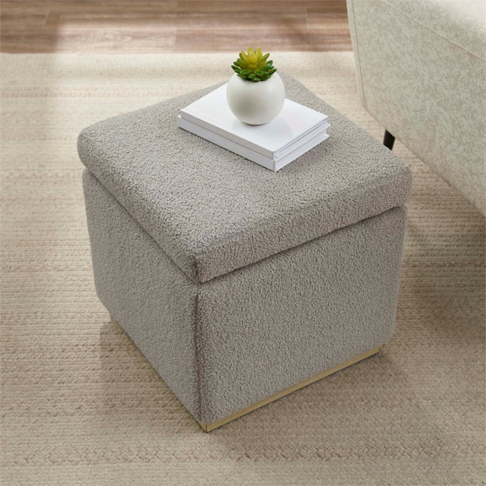 Linon Hawn Wood Upholstered Square Ottoman in Blush Pink   Contemporary   Footstools And Ottomans   by Homesquare  Houzz