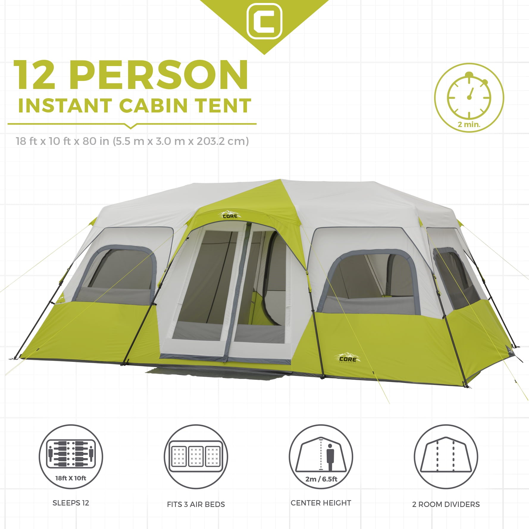 Core Equipment Instant Cabin 12 Person Tent