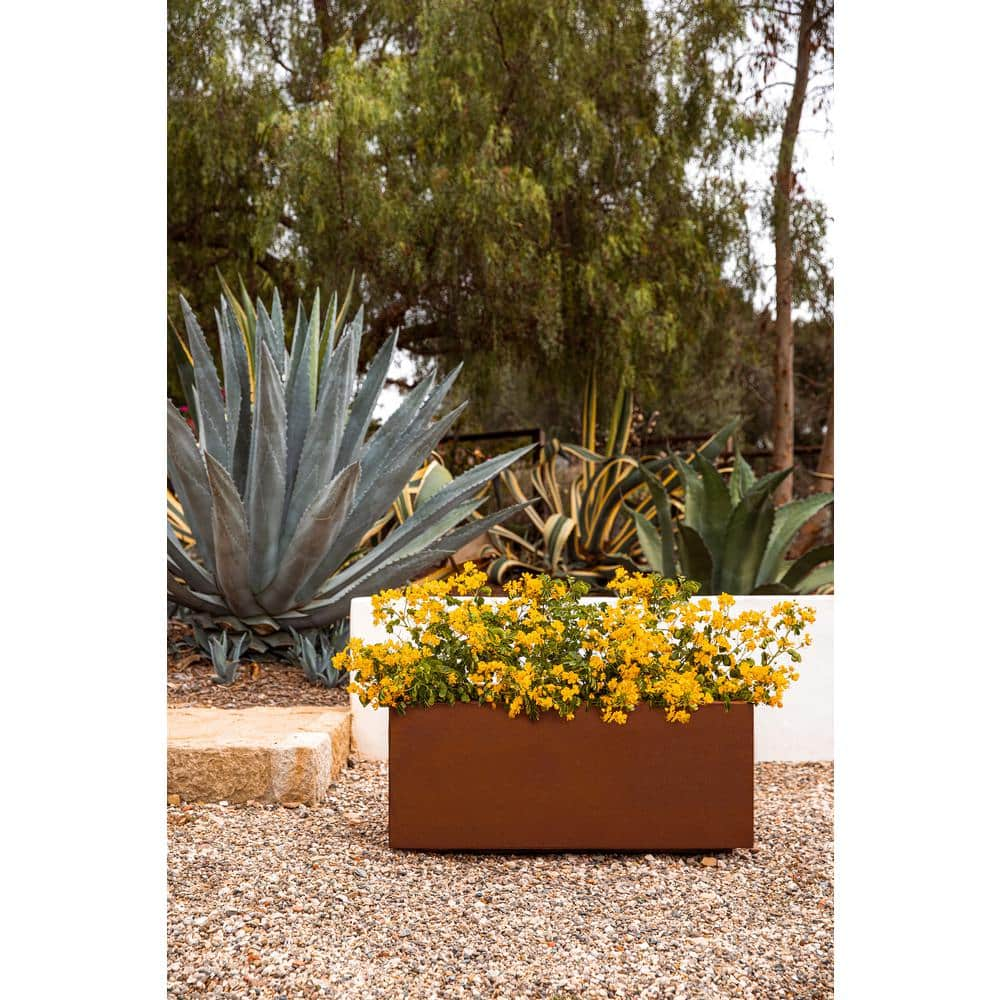 Veradek Long Box Large Rust Corten Steel Metal Rectangular Planter LBXVLGCS