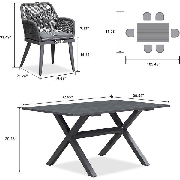 PURPLE LEAF PE Rattan Outdoor Dining Set with Aluminum Frame