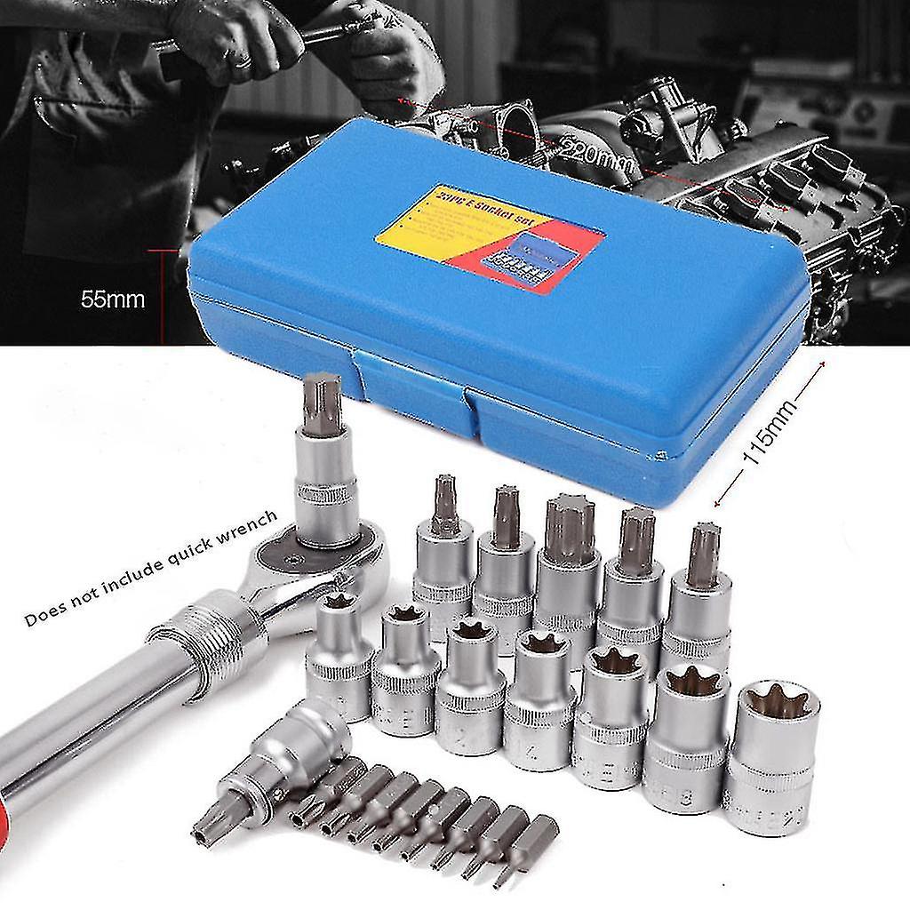 Naiwang 23 Pcs Torx Bit Socket Set Crv Star Sockets Set Car Repair Automotive Tools