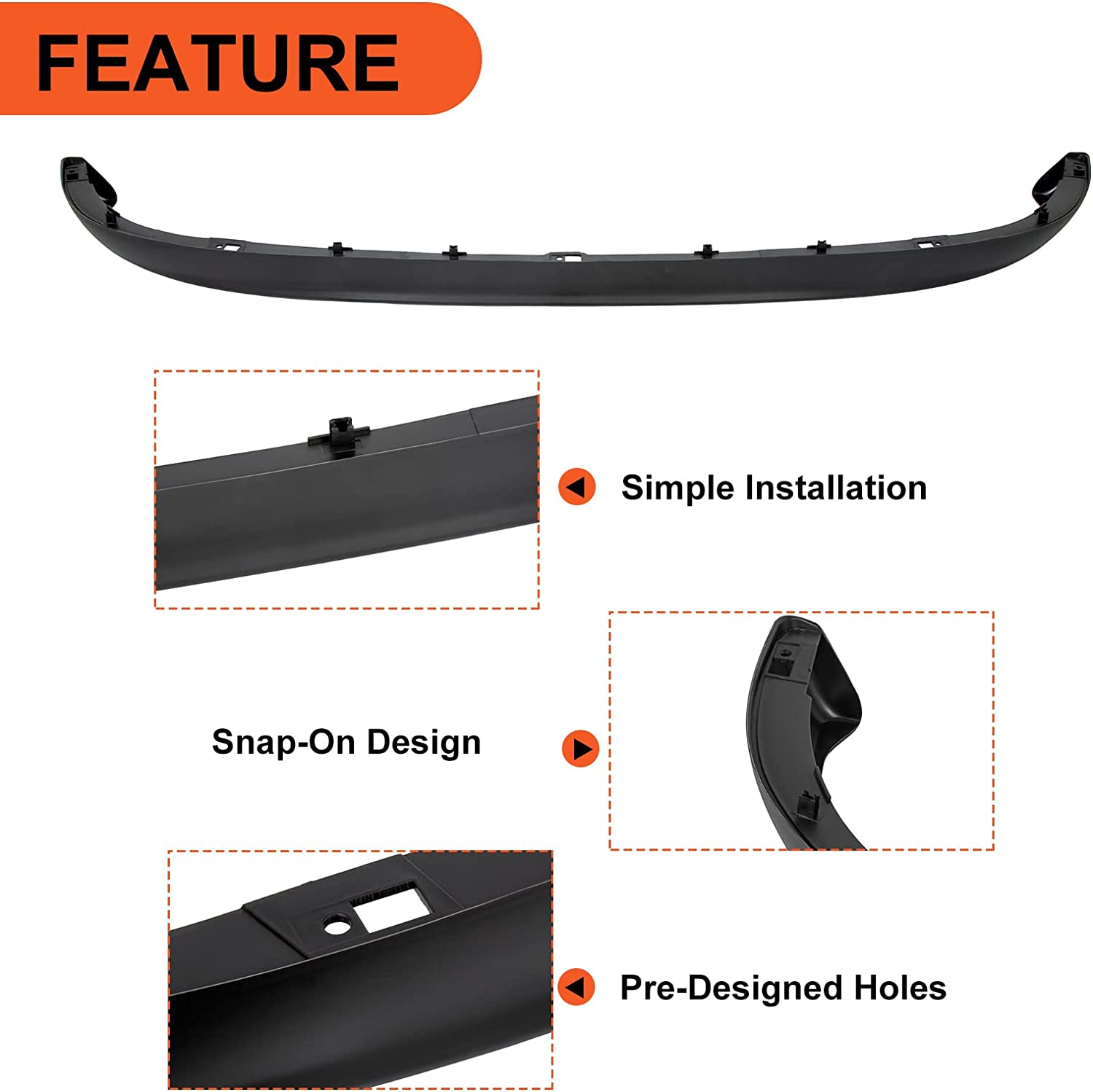 Kojem Front Bumper Air Deflector Dam Lower Lip Spoiler Wing for 2002-2009 Dodge RAM 1500 2500 3500 Replaces CH1090125 55077337AB 55077337AD