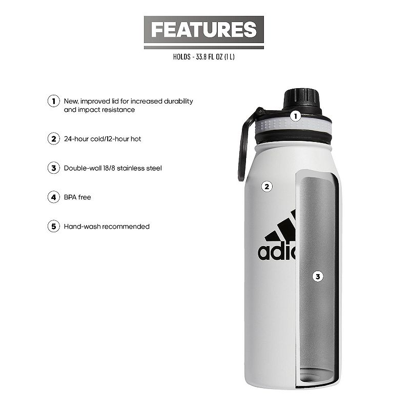 adidas 1-Liter Stainless Steel Water Bottle