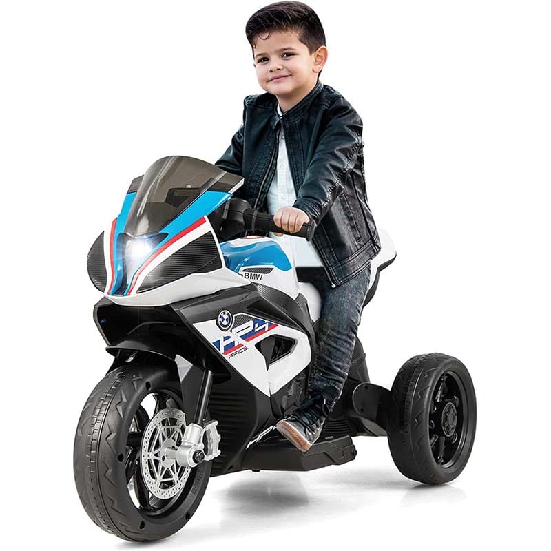 12V Licensed BMW Kids Ride on Motorcycle 3 Wheel Battery Powered Electric Riding Toy Trike with Light & Music