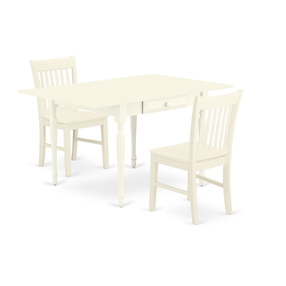 East West Furniture Kitchen Table Set  a Rectangle Dining Room Table and Solid Wood Seat Chairs  Linen White (Pieces Option)