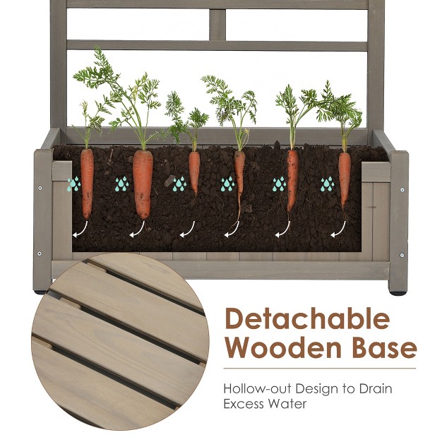 Costway 68in Wood Planter Box With Trellis Raised Garden Bed For Climbing Plants