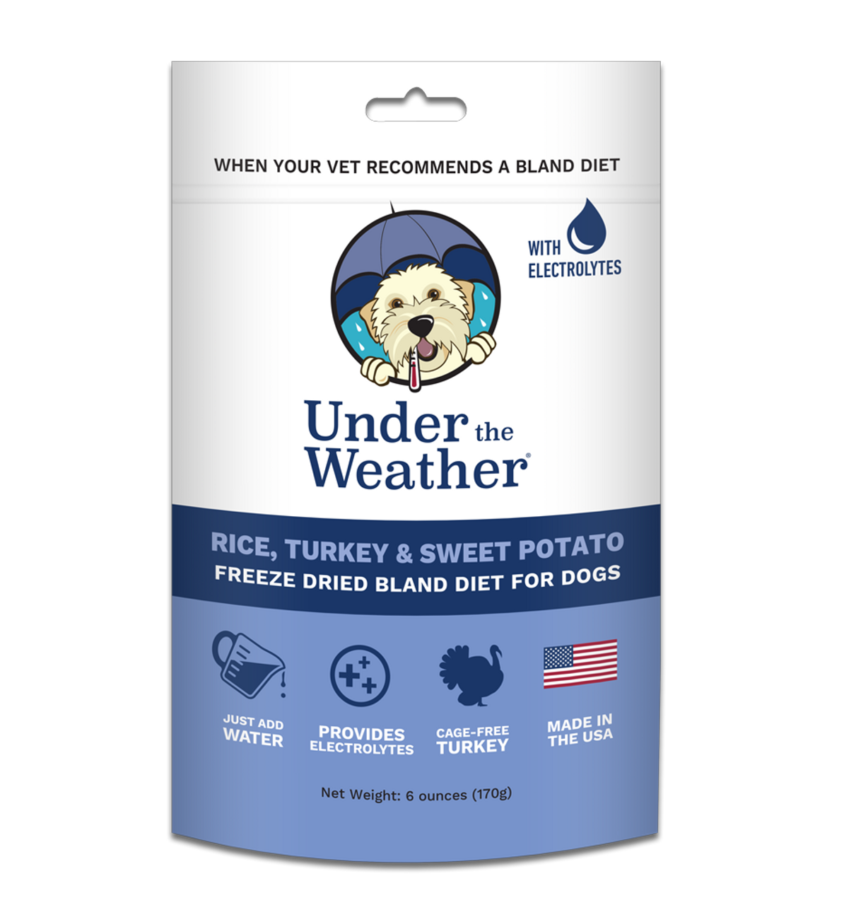 Under The Weather Freeze Dried Bland Diet Turkey， Rice， and Potato Dog Food  6oz