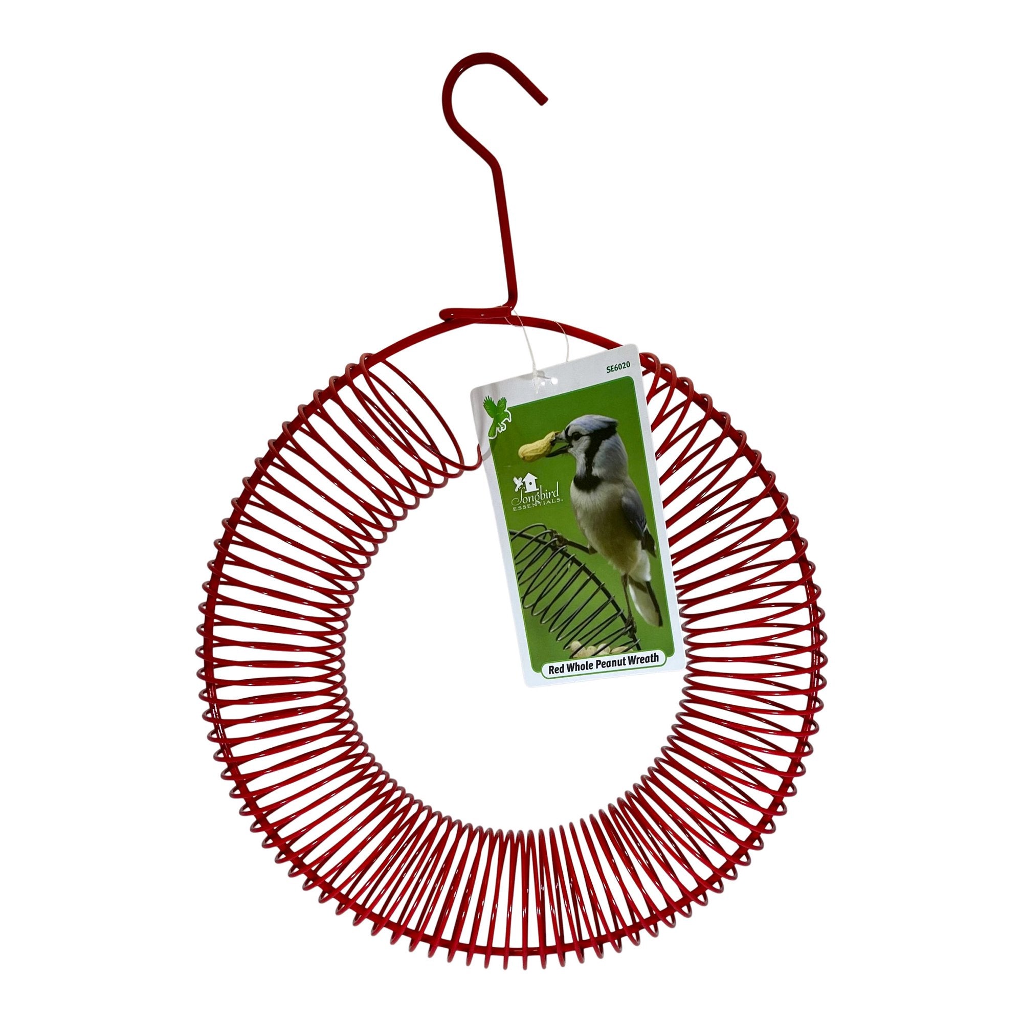 Songbird Essentials Bird Feeder Squirrel Feeder Whole Peanuts Wreath Red