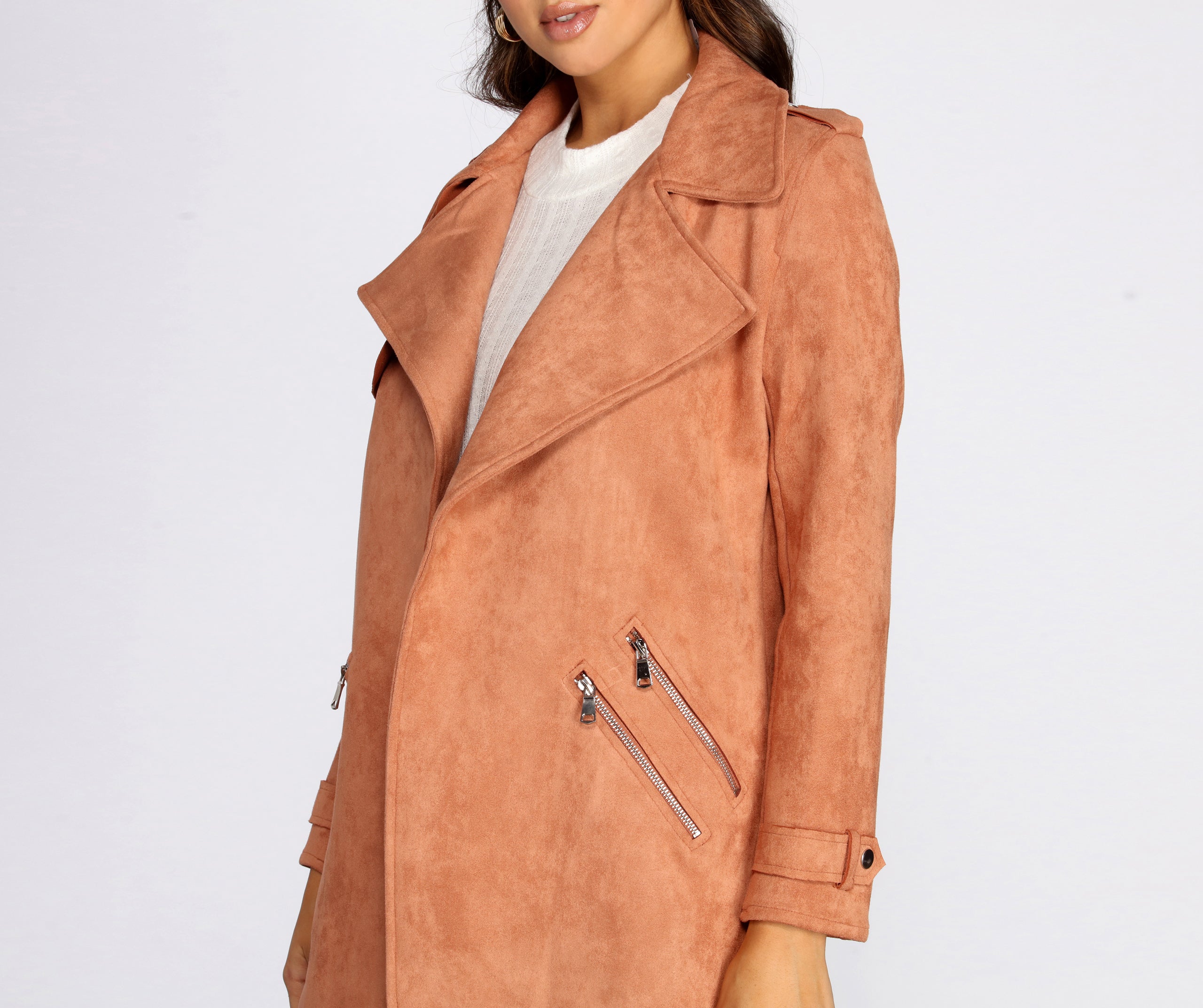 Flyin' First Class Faux Suede Trench Coat