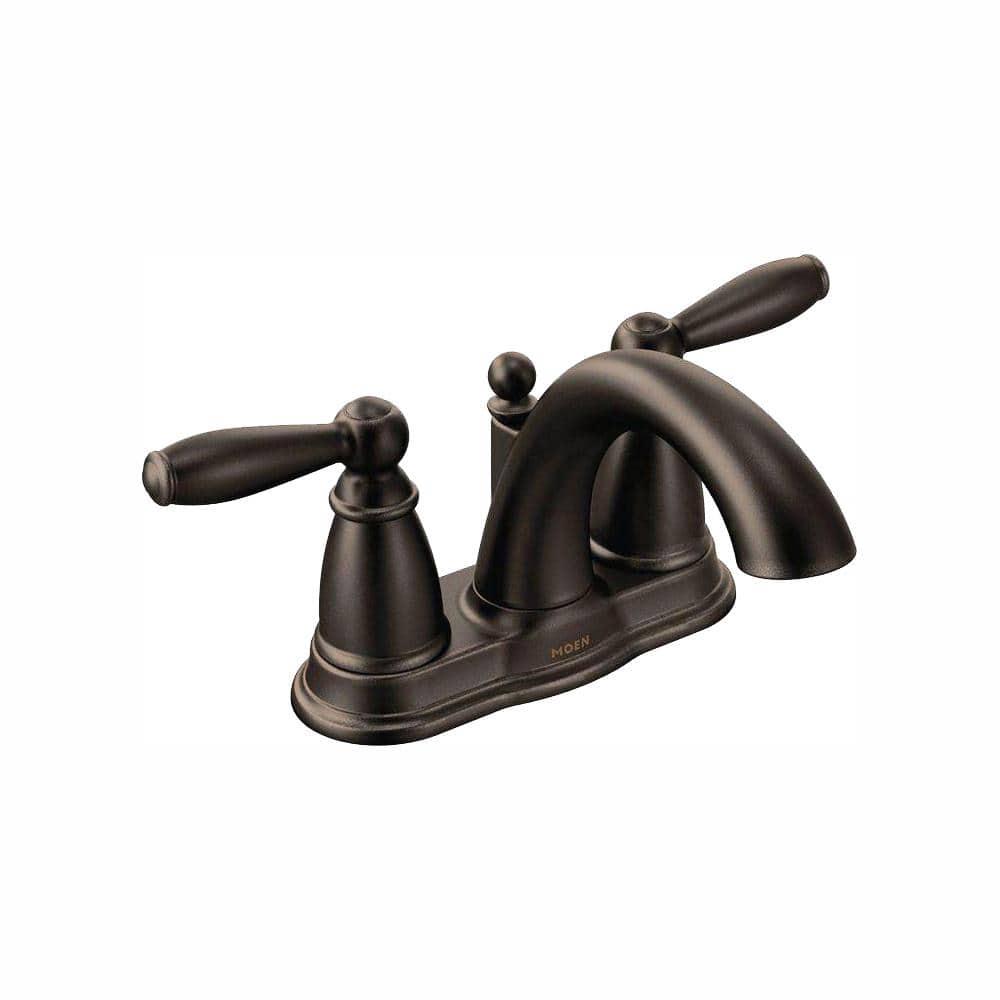 MOEN Brantford 4 in Centerset 2Handle LowArc Bathroom Faucet in Oil Rubbed Bronze with Metal Drain Assembly