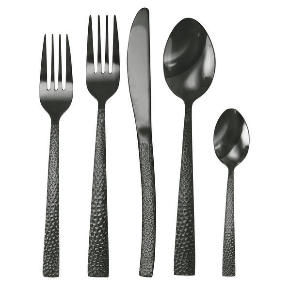 20 Piece Stainless Steel Flatware Set in Black