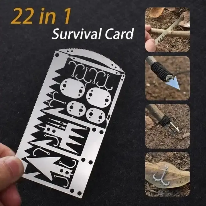 Survival Tool Card 22 In 1 Survival Card Multi Purpose Pocket Tool Stainless Steel Survival Camping Hiking Fishing Hunting Tool