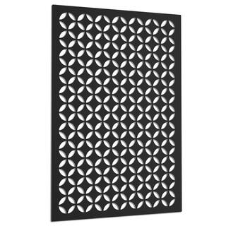 Acurio Latticeworks Moorish Circle 4 ft. x 32 in. Black Vinyl Decorative Screen Panel 4832PVCBK-MHC