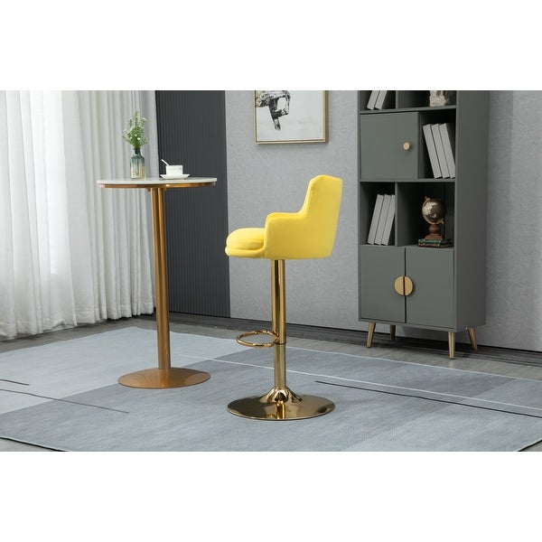 Modern Swivel Barstools with Footrest Velvet Adjustable Height Bar Chairs