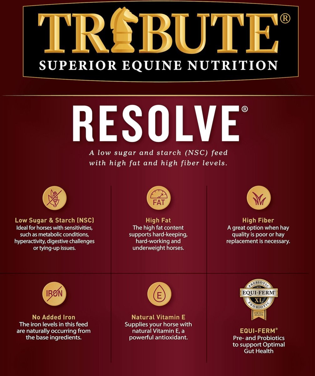 Tribute Equine Nutrition Resolve High Fat Horse Feed