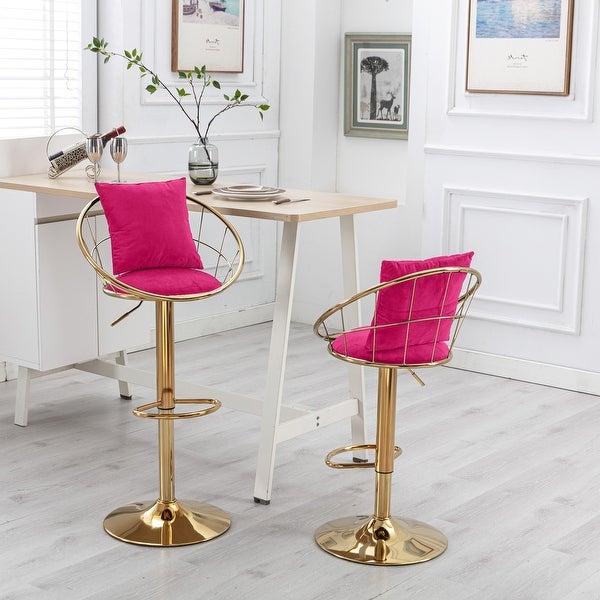 JASIWAY Unique Design Velvet Bar Stools with Footrest (Set of 2)