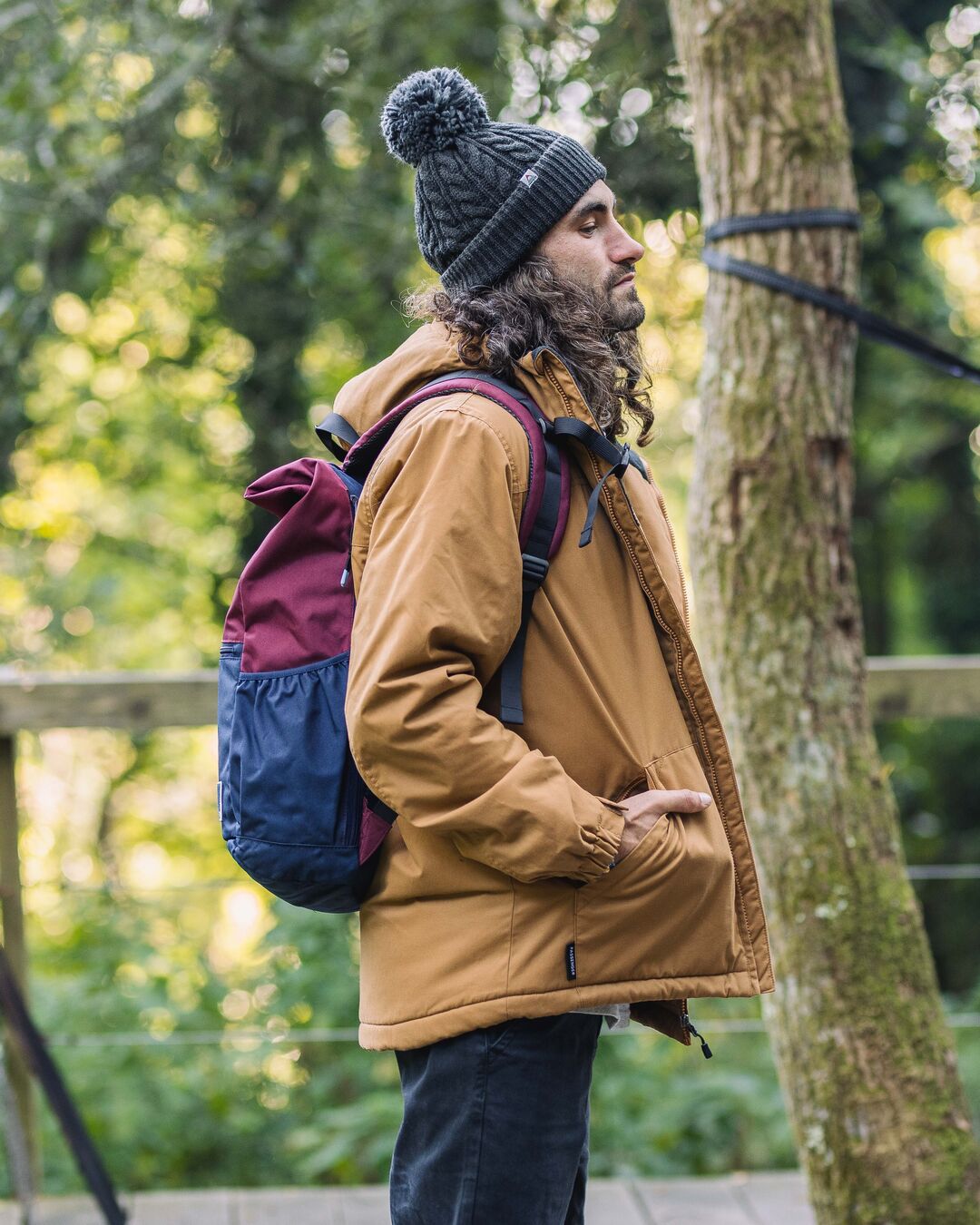 Backwoods Recycled Rolltop 32L Backpack - Navy/Burgundy