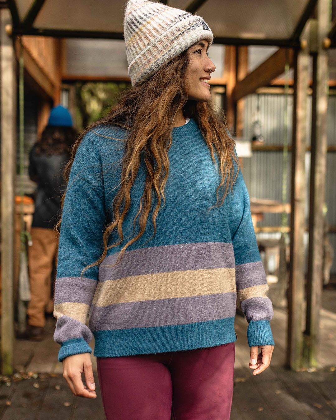 Bay Recycled Knitted Jumper - Blue Coral