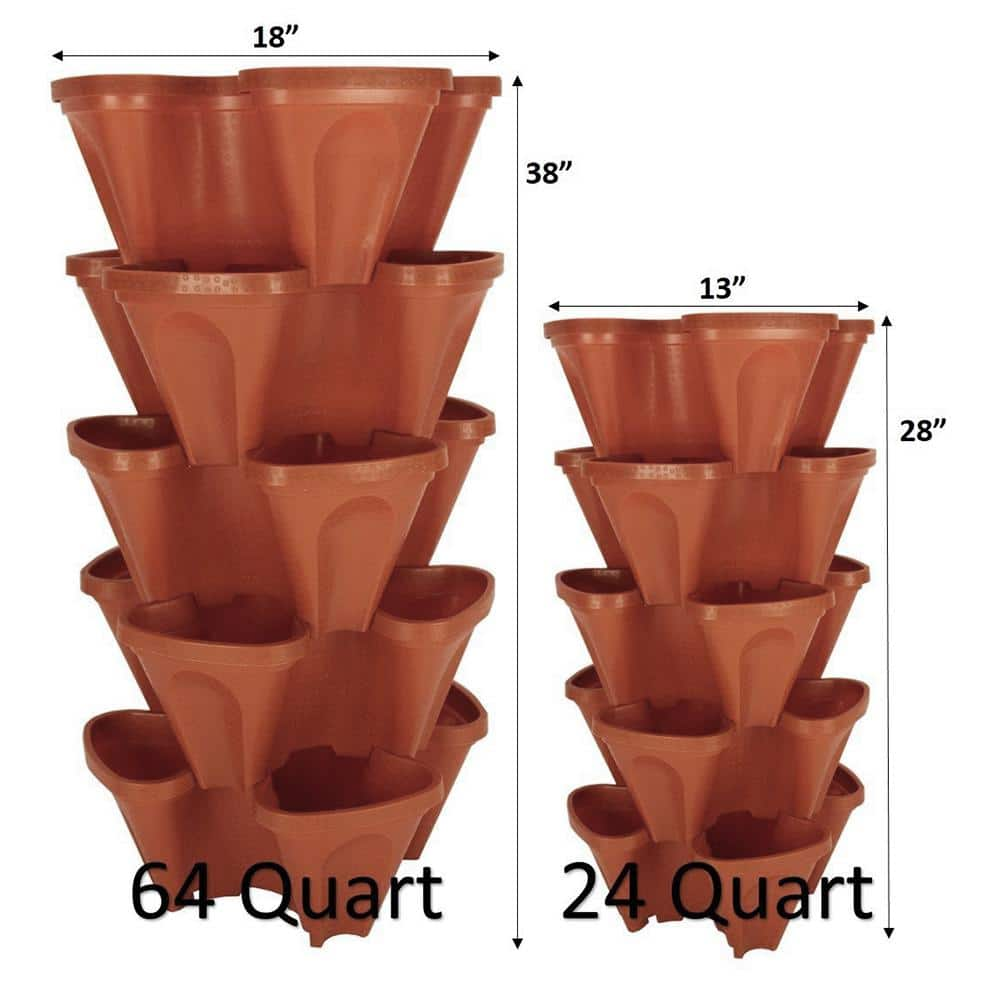 Smart SPRING 18 in. Dia Terra Cotta Plastic Stackable Garden Planter (5-Pack) P-325-TC-5pk-LRG