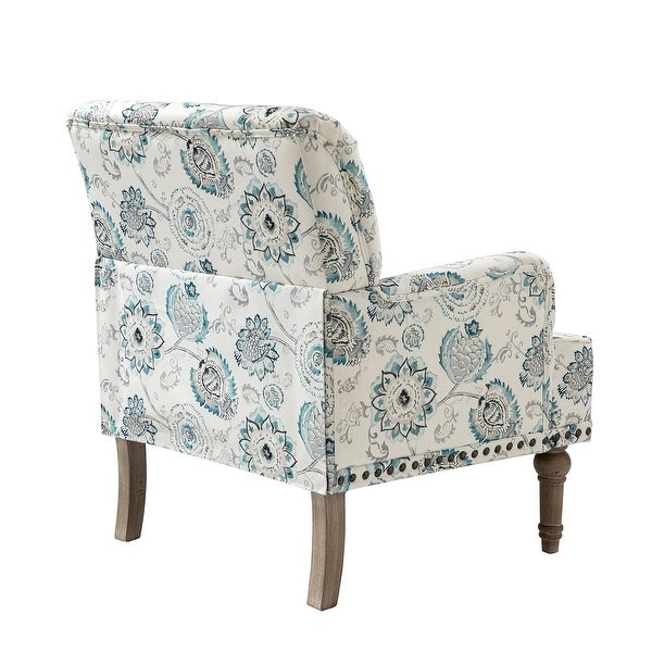 Geltrude Traditonal Floral Fabric Design Upholstered Accent Armchair with Turned Legs by HULALA HOME