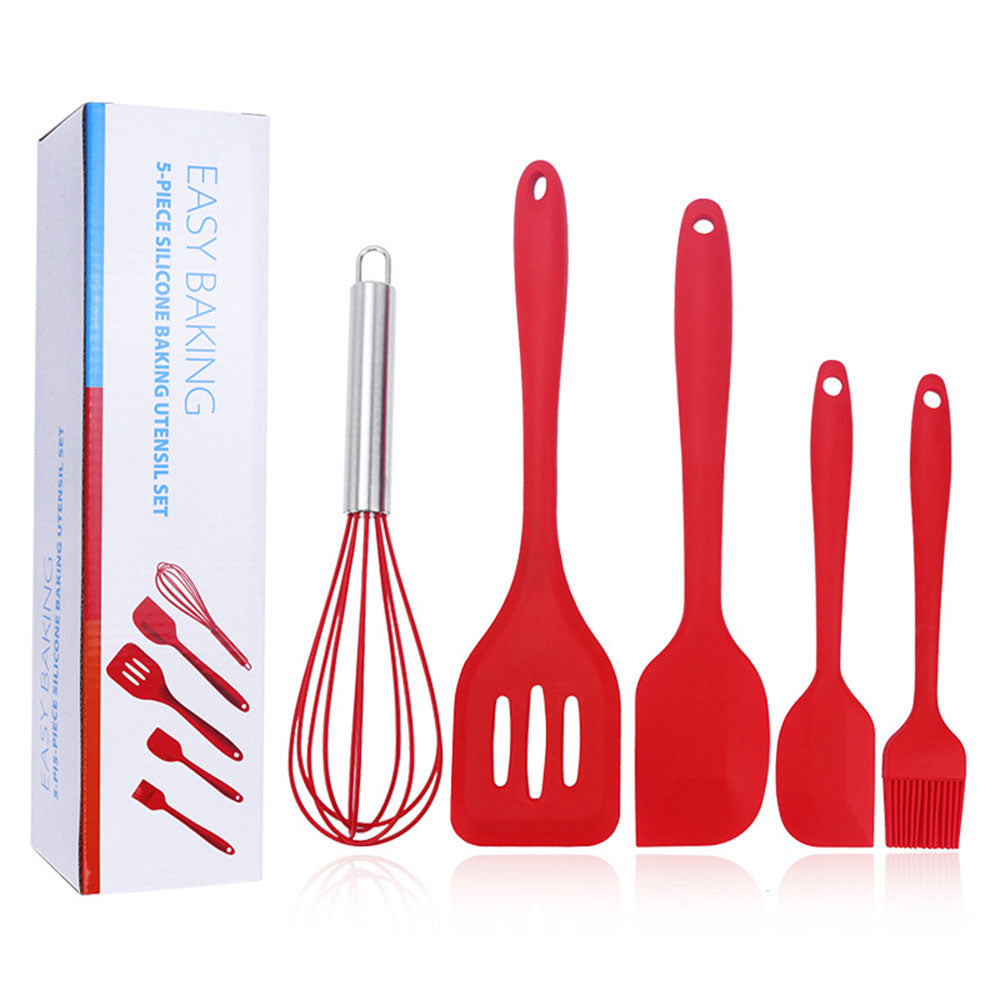 5PCS Silicone Spatula Set, Non-Stick & Heat-Resistant Rubber Spatula Set, Spatula Kitchen Utensils Set for Cooking, Baking and Mixing