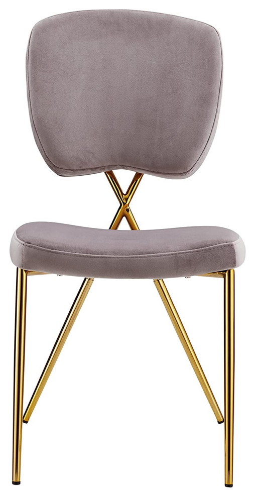 Set of 2 Dining Chair  Sleek Metal Legs With Padded Velvet Seat  Blush and Gold   Contemporary   Dining Chairs   by Declusia  Houzz