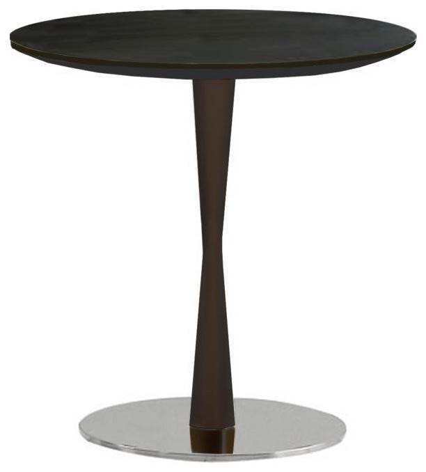 Bionda End Table  Brown Oak Top With Stainless Steel Base   Transitional   Side Tables And End Tables   by Peachtree Fine Furniture  Houzz