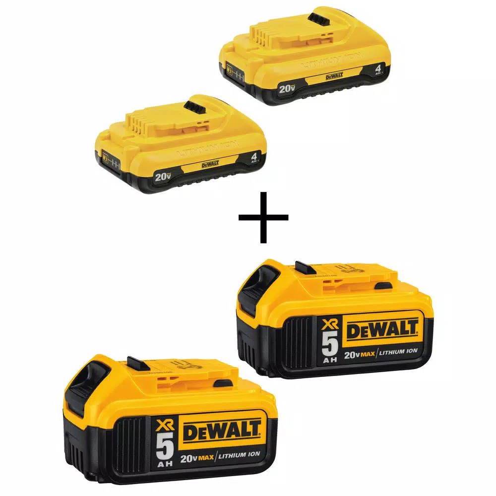 DEWALT 20-Volt MAX Compact Lithium-Ion 4.0Ah Battery Pack (2-Pack) and 5.0Ah Battery (2-Pack) and#8211; XDC Depot