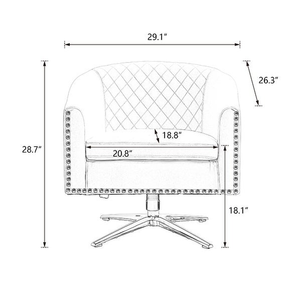 Swivel Barrel chair living room chair with nailheads and Metal base