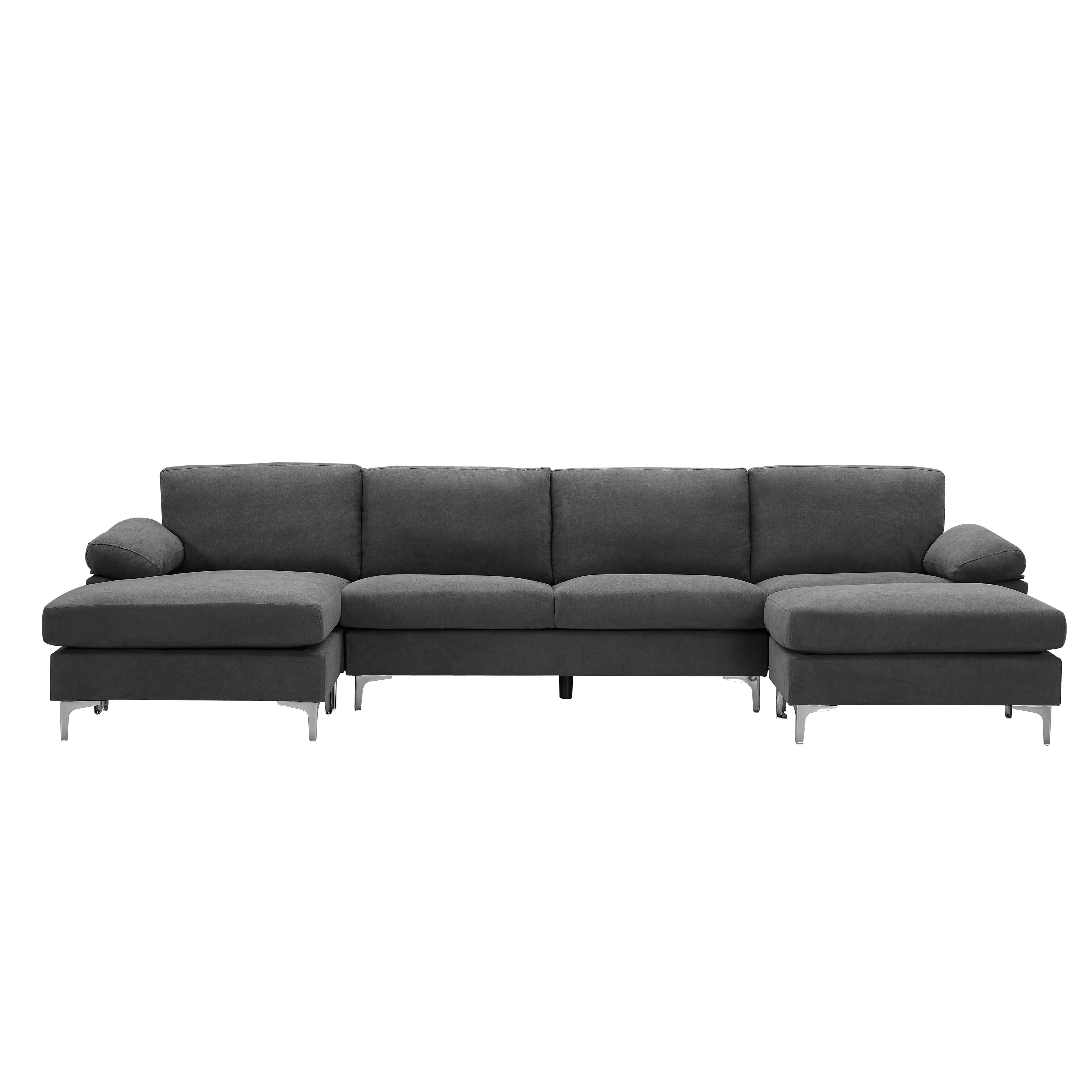 BSHTI 128.3”Convertible Fabric Symmetrical Sectional Sofa with Ottoman，6 Seater Couch for Living Room