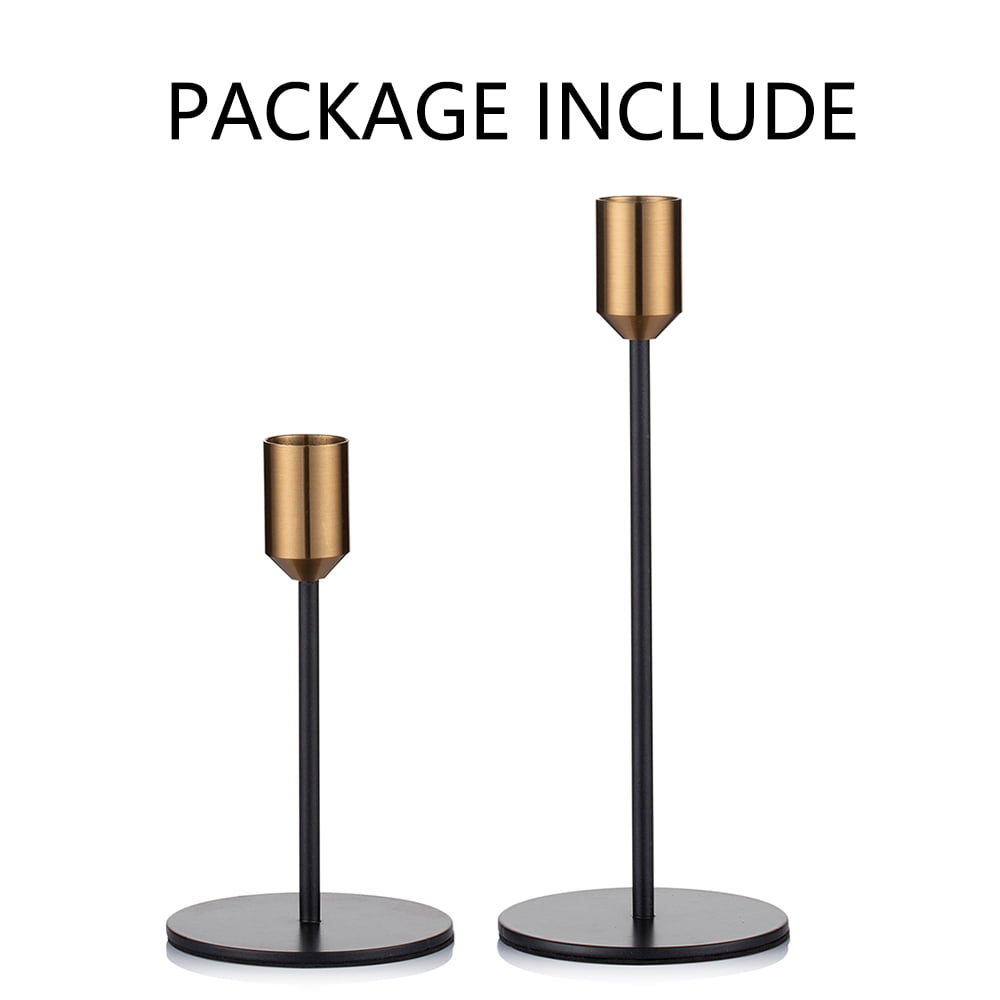 Nuptio Black Candlestick Holders Brass Taper Candle Holder， S+L