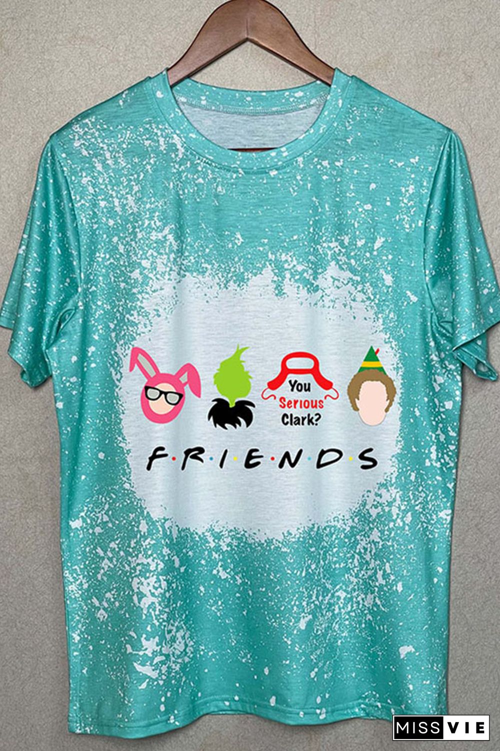 Christmas Friends,Christmas Movie Characters Bleached Graphic Tee Wholesale