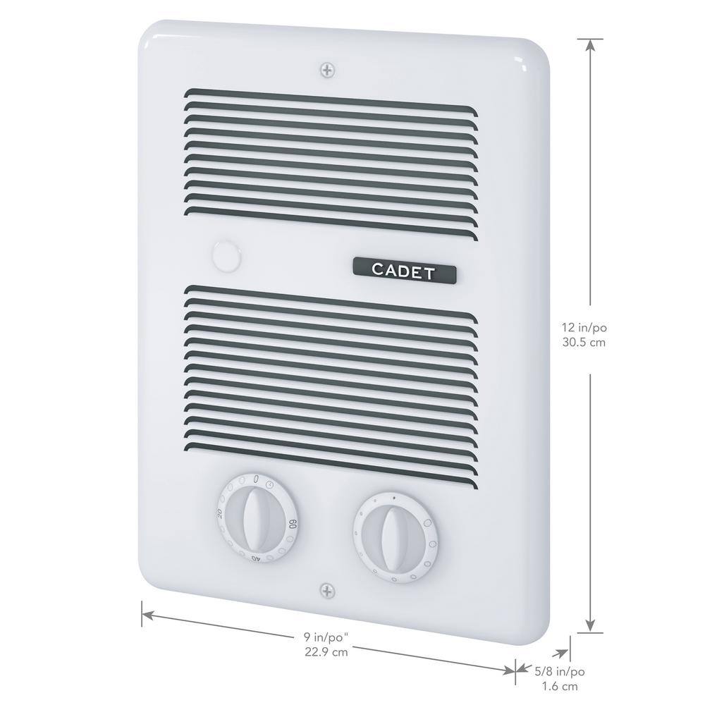 Cadet 120240-volt 1000-watt Com-Pak Bath In-wall Fan-forced Electric Heater in White with Timer CBC103TW