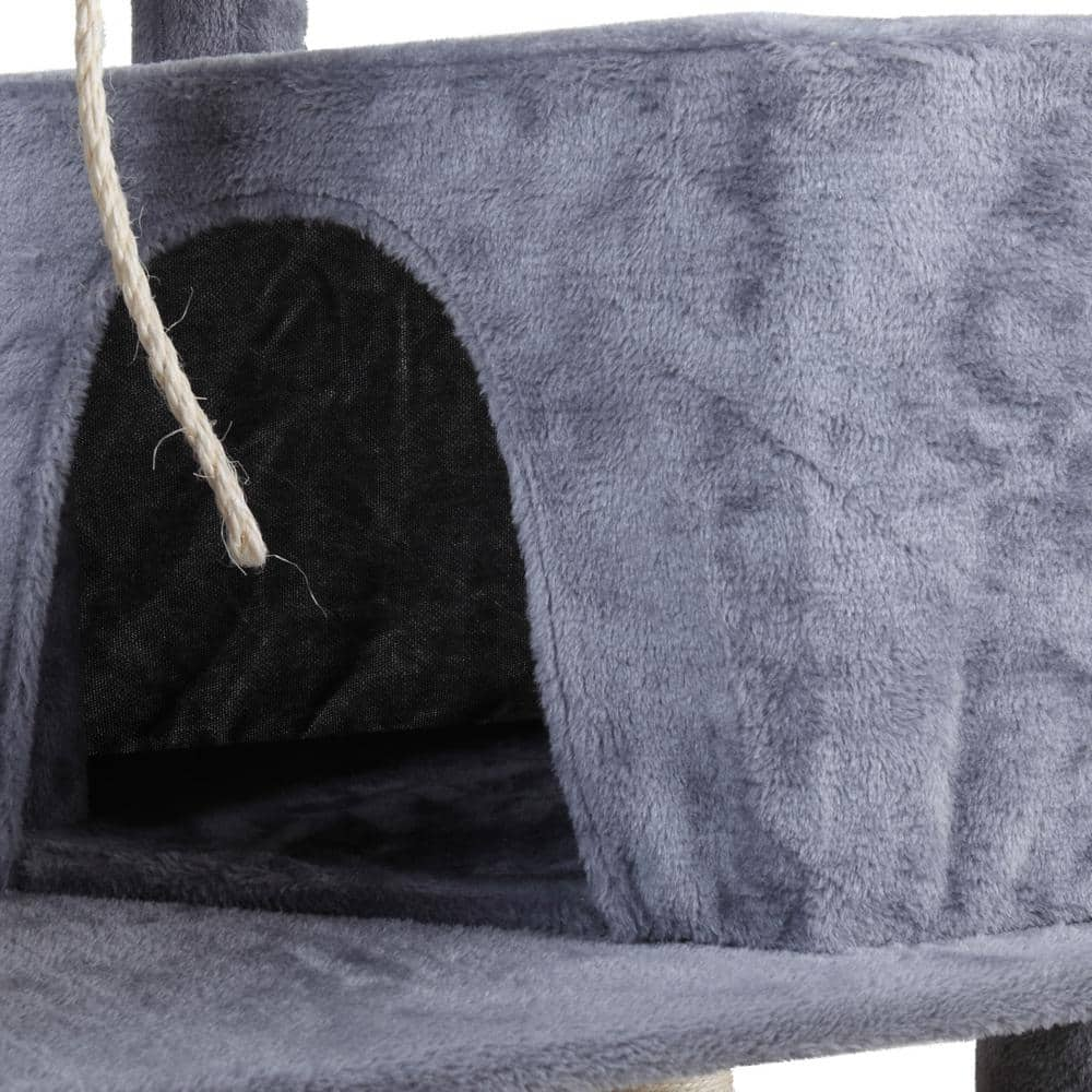 COZIWOW 58.3 in. Cat Tree 4-Tier Tower Kitty Play House Scratching Posts Gray CW12A0324