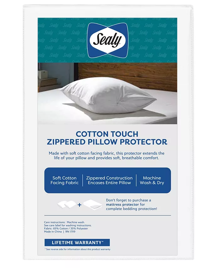 Sealy Cotton Touch Pillow Protector， Standard Queen