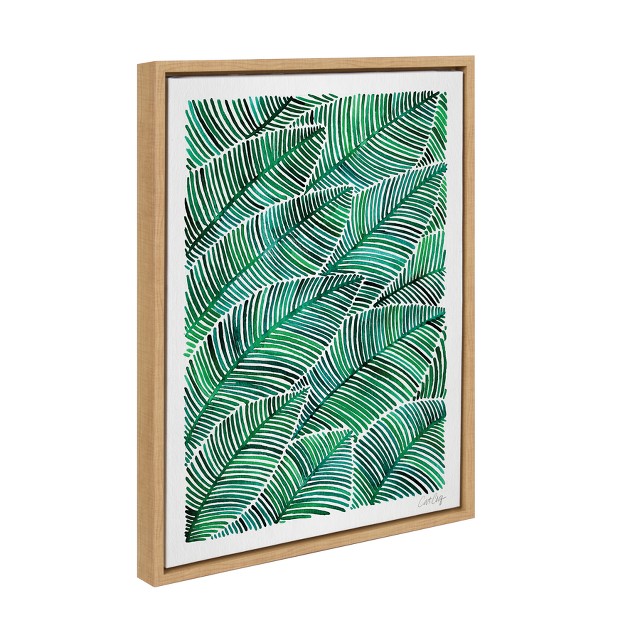 X 24 quot Sylvie Tropical Leaves Framed Canvas By Cat Coquillette Natural Kate And Laurel