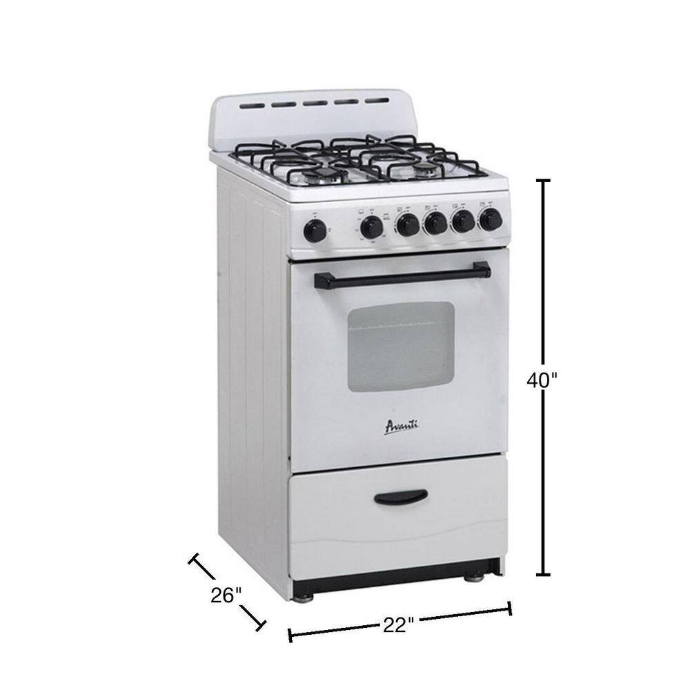 20 in. 2.1 cu. ft 4 Burner Gas Range in White GR2011CW